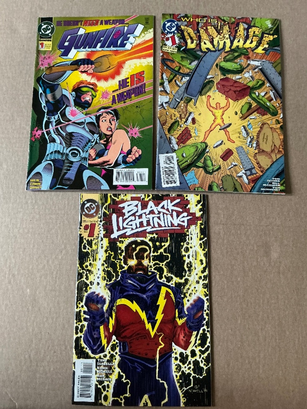 DC Comics 1994 #1 Lot 3 comics Damage, Gunfire, Black Lightning